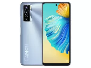 The TECNO CAMON 17 Pro smartphone in silver.