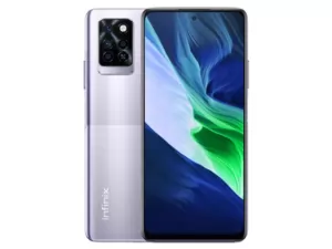 The Infinix Note 10 Pro smartphone in Purple.