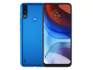 The Motorola moto e7i power smartphone in blue.
