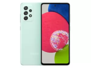 The Samsung Galaxy A52s 5G smartphone in Awesome Mint color.