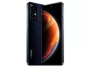 The Infinix Zero X Pro smartphone in Nebula Black color.