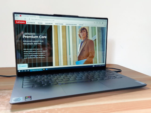 The Lenovo Premium Care mini-site on a Lenovo laptop.