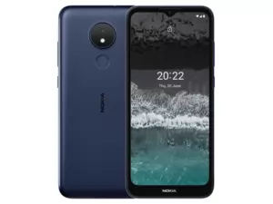 The Nokia C21 smartphone in blue.