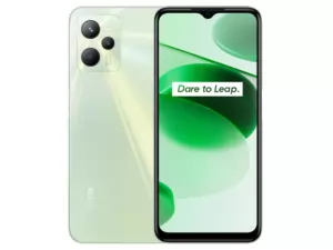 The realme C35 smartphone in green.