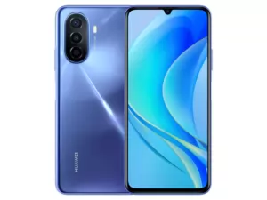 The Huawei nova Y70 smartphone in Crystal Blue color.