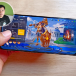 Playing Mobile Legends on the realme 9 smartphone.