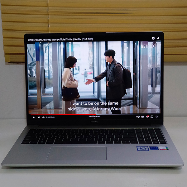 Watching videos on the Huawei MateBook D16.