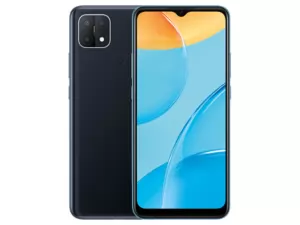 The OPPO A15 smartphone in Dynamic Black color.
