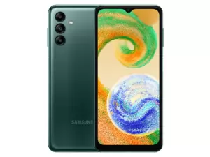The Samsung Galaxy A04s smartphone in green.