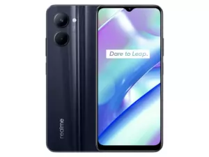 The realme C33 smartphone in Night Sea color.
