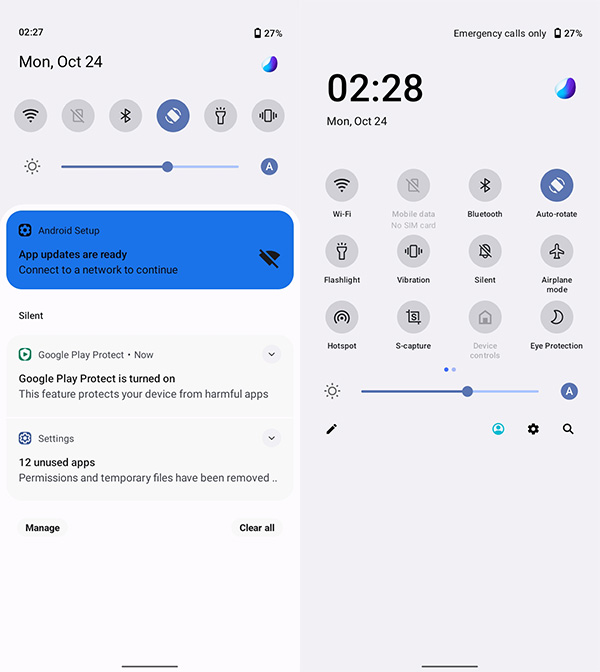 Notifications and quick settings