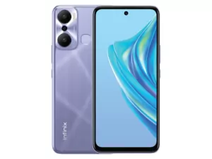 The Infinix Hot 20 Play smartphone in purple.