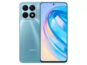 The HONOR X8a smartphone in Cyan Lake color.