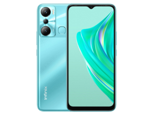 The Infinix Hot 20i smartphone in green color.