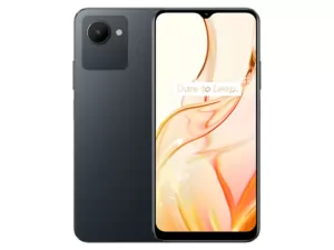 The realme C30s smartphone in Stripe Black color.
