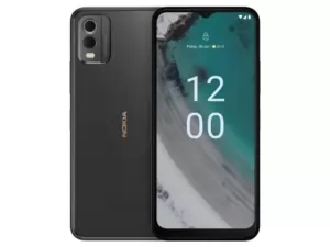 The Nokia C32 smartphone in Charcoal color.