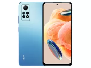 The Xiaomi Redmi Note 12 Pro smartphone in Glacier Blue.