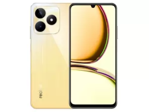 The realme C53 smartphone in Champion Gold color.