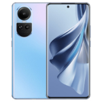 The OPPO Reno10 5G smartphone in Ice Blue color.