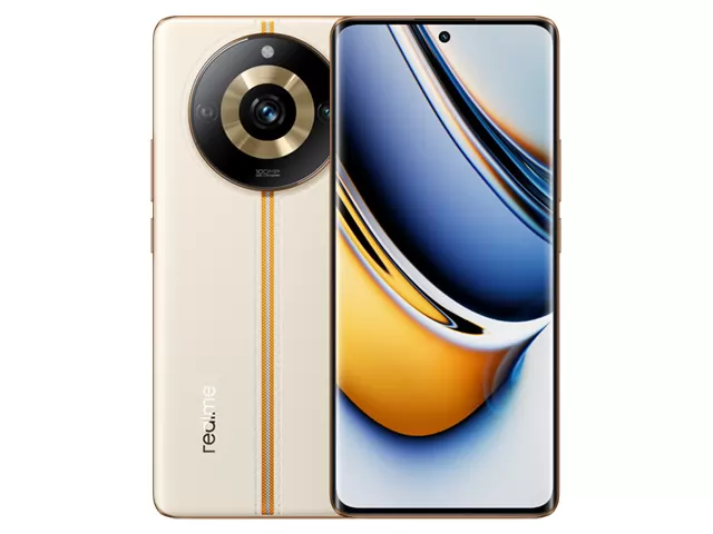 The realme 11 Pro 5G smartphone in Sunrise Beige color.