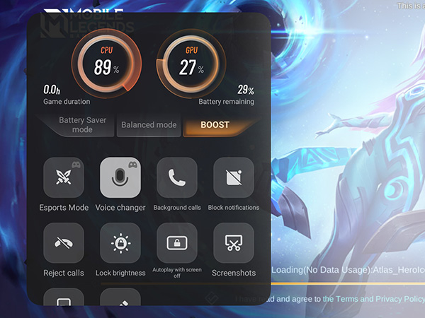 Game sidebar of the vivo Y36.