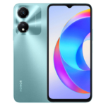 The HONOR X5 Plus smartphone in Cyan Lake color.