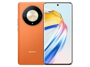 The HONOR X9b 5G smartphone in Sunrise Orange.