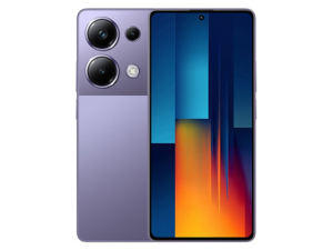 The POCO M6 Pro smartphone in purple.