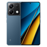 The POCO X6 5G smartphone in blue.