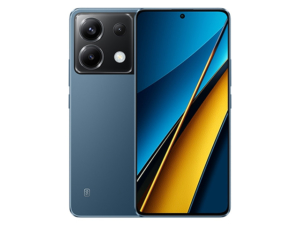 The POCO X6 5G smartphone in blue.