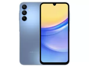 The Samsung Galaxy A15 5G smartphone in Light Blue color.