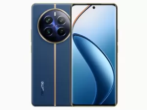 The realme 12 Pro+ 5G smartphone in Submarine Blue color.