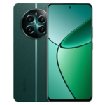 The realme 12+ 5G smartphone in Pioneer Green color.