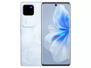The vivo V30 Pro 5G smartphone in white.