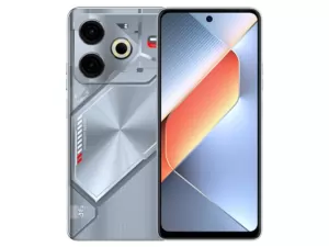 The TECNO POVA 6 Neo smartphone in Starry Silver color.