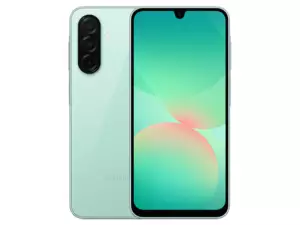 The SAMSUNG Galaxy A26 5G smartphone in Mint color.