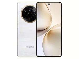 The realme 14 Pro 5G smartphone in Pearl White color.