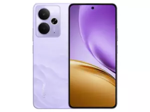 The realme 14T 5G smartphone in Lightning Purple color.