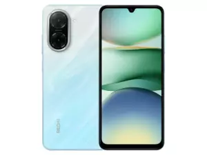 The Redmi A5 smartphone in Ocean Blue color.