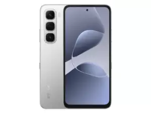 The Infinix HOT 60i smartphone in silver color.