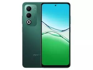 The OPPO A5 smartphone in Aurora Green color.