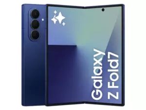 The SAMSUNG Galaxy Z Fold7 foldable smartphone in Blue Shadow color.