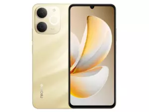 The realme Note 70 smartphone in Beach Gold color.