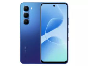 The Infinix HOT 60 5G+ smartphone in Shadow Blue color.