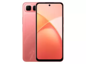 The Infinix SMART 10 Plus smartphone in Ruby Red color.