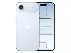The iPhone Air smartphone in Sky Blue color.