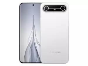 The TECNO SPARK Slim smartphone in white.
