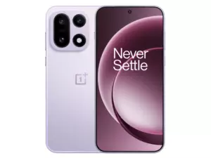 The OnePlus 15 smartphone in Ultra Violet color.